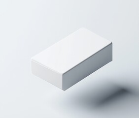 Blank white rectangular box mockup, isolated on light gray background.