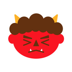 シンプルでかわいい表情付き赤鬼のベクターイラストアイコン