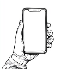 Hand Holding Smartphone Blank Screen Illustration