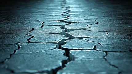 Obraz premium Cracked Earth: A Deep Blue Abyss