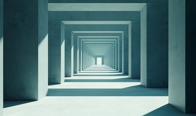 Concrete corridor with light at the end, perspective, architecture background, ideal for abstract concepts