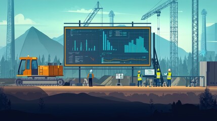 Obraz premium A construction site with a large sign that says 