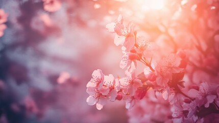 Beautiful nature spring background with sakura flowers