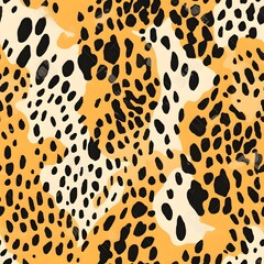 Fototapeta premium Abstract Leopard Spot Pattern: Orange, Beige, and Black