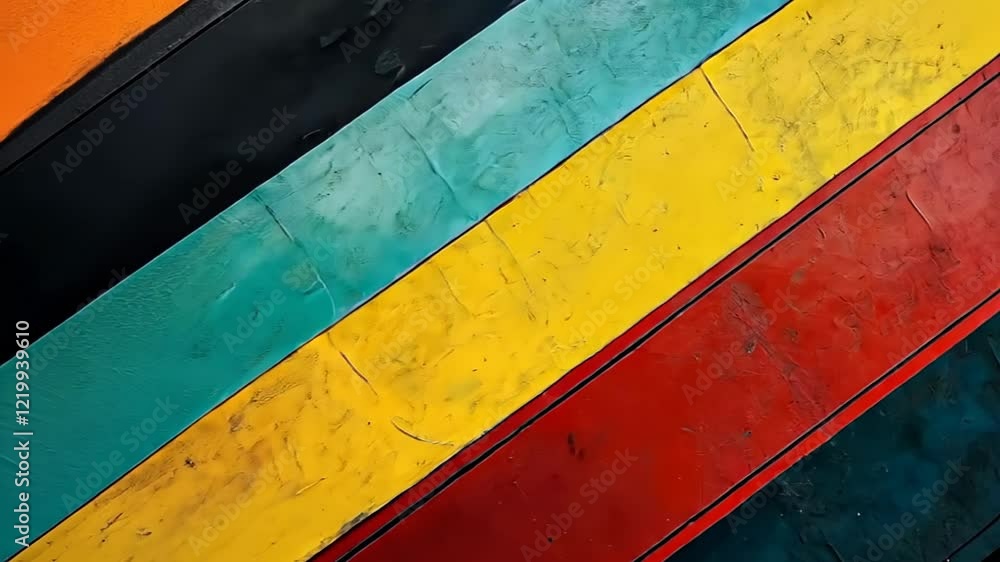 Poster vibrant display of diagonal colors creating a striking pattern in an urban art installation in the c