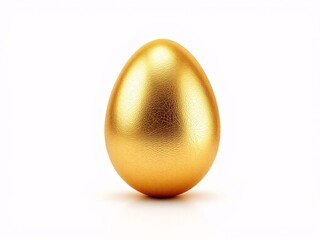 Golden egg on white, symbolizing wealth and prosperity.
