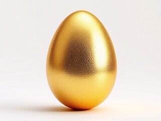 Golden egg on white, symbolizing wealth and prosperity.