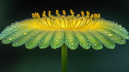 Naklejka premium Close-up of a vibrant, dew-covered flower petal.