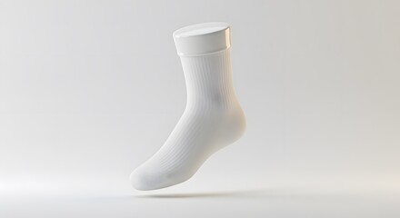 Single White Sock on White Background: Minimalist Fashion Photography