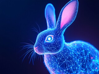 Neon wireframe rabbit