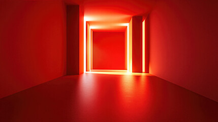 Modern Red Abstract Interior Design with Geometric Light Patterns Illustration for Creative Spaces and Artistic Inspiration