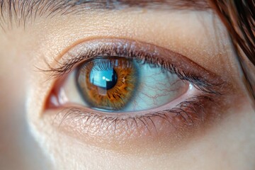 Obraz premium Close-Up of a Beautiful Woman's Eye with Make-Up and Contact Lens