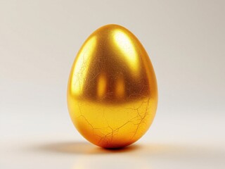 Shiny golden egg on a plain background.