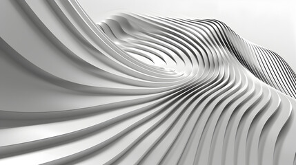 Abstract wave-like structure with smooth, flowing lines in monochrome tones.