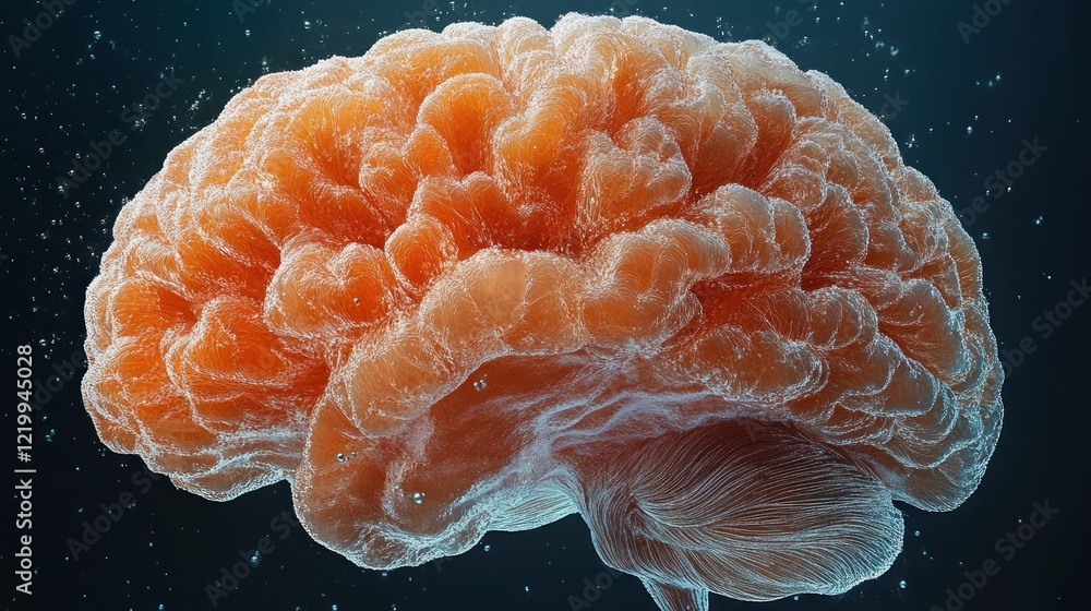 Poster the intricate human brain: a 3d render of the brain's complex structure