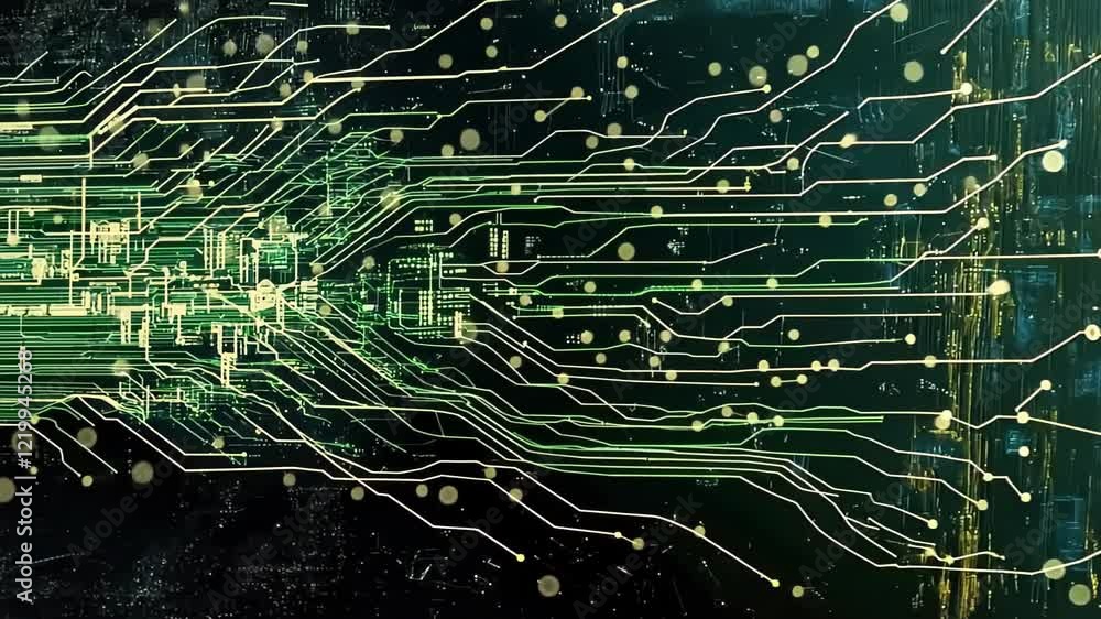 Poster exploring the captivating world of digital circuits and their intricate connections through an artis