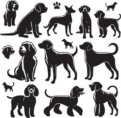 Dog Silhouette vector illustration dog set