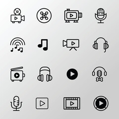 Media audio video icon set vector illustration 