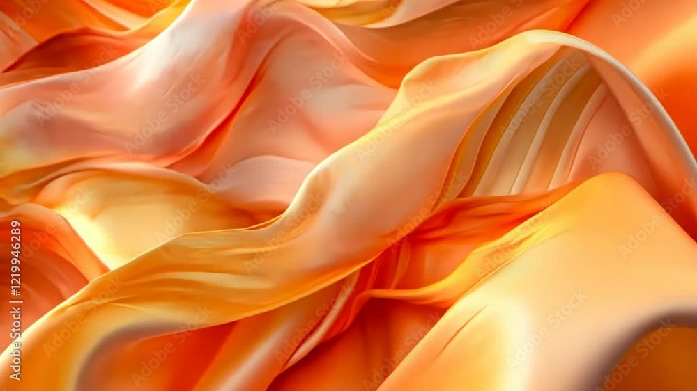 Poster waves of orange silk create a mesmerizing flow in a dance of color and texture. generative ai