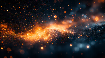 Fototapeta premium Abstract Glowing Particles Background with Orange and Blue Hues