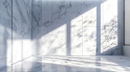 Obraz premium A white marble wall with a window in the middle