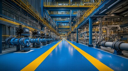Close-up view of a pipeline and valve system at a chemical plant, illustrating the critical infrastructure for transporting and controlling chemicals in the manufacturing process.