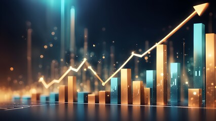 Obraz premium Abstract 3D rendering of a glowing upward trending graph showcasing financial growth and success.