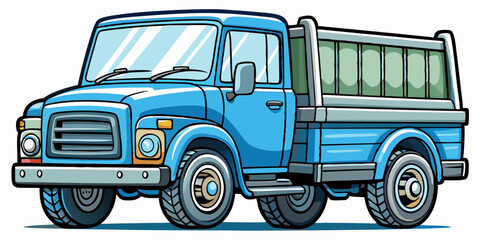 Obraz premium truck isolated black outline vector illustration, white background