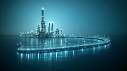 Fototapeta premium A stylized oil and gas production line icon set, offering simple and effective visual representation of key oil industry processes, such as drilling, refining, and storage.