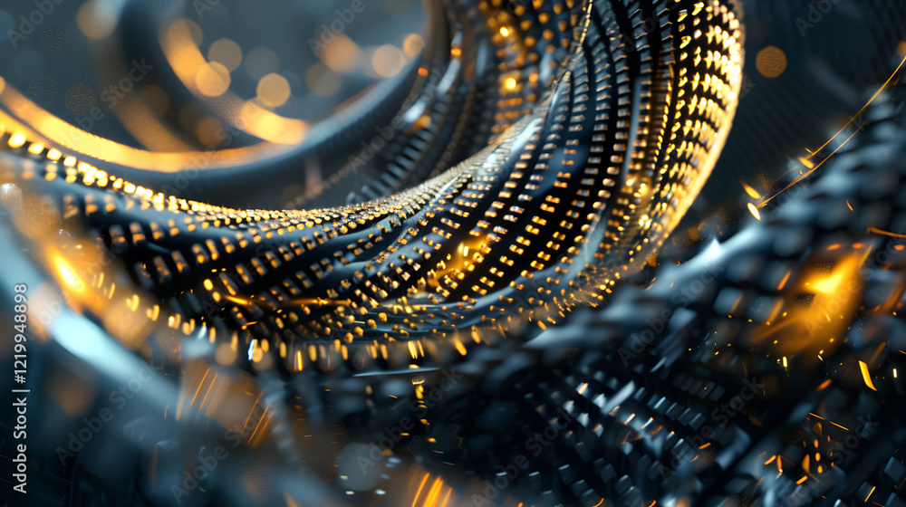 Aufkleber abstract digital design featuring swirling patterns and glowing elements.