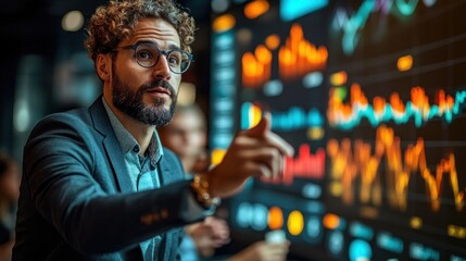 Modern Conference Room Presentation with Diverse Business Team Engaging on Company Growth and Strategy