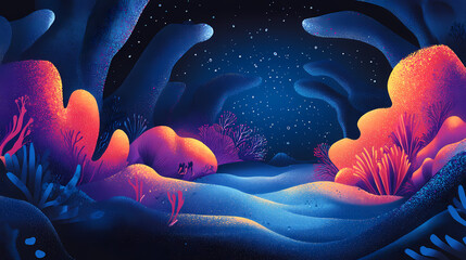 Exploring the depths of an underwater cavern oceanic environment abstract content illuminated perspective. Dream Cavern. Illustration