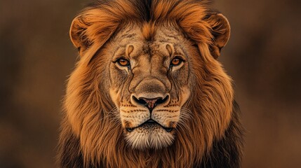 Obraz premium Majestic Lion Portrait in Detailed Pencil Sketch - Wildlife Illustration with Intense Gaze and Bold Outlines