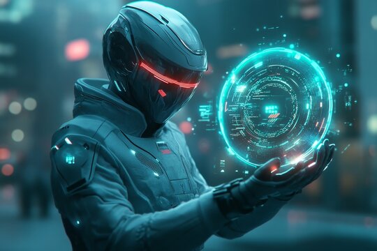 A cyberpunk-themed depiction of a person exchanging a glowing token of gratitude in a futuristic marketplace, with neon lights reflecting off their smiling faces and the vibrant city background