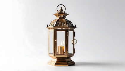Fototapeta premium Elegant Gold Lantern with Candle Festive Home Decor