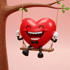 Happy heart on a swing