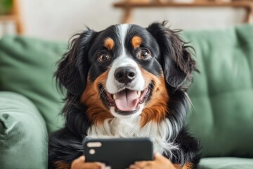 A dog tilting its head curiously, amusing its owner who is laughing and capturing the moment with their phone