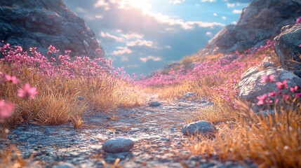 A tranquil and eco-friendly 3D stage with dry plants, rocks, and a pastel beige and cream background, offering a clean, minimalist layout with abundant copy space for product promotion.