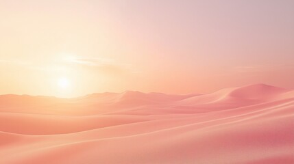Obraz premium A desert landscape with a pink sky and sun