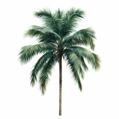 Majestic tropical palm tree with lush swaying fronds set against a soft glowing background with vibrant green and earthy tones  Serene and tranquil paradise scenery with stylized realism and premium