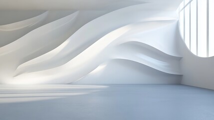 3D Rendered Modern Interior Featuring Mock-Up Wall as Background for Stock Photo