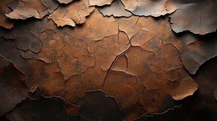 Textured surface of cracked, weathered leather.
