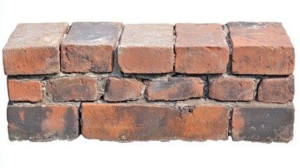 Obraz premium Rustic Brick Wall Section: A Close-Up View of Aged Bricks and Mortar