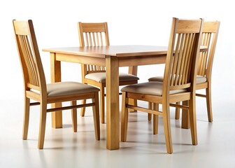 Isolated Table and Chairs: Crisp White Background Stock Photo