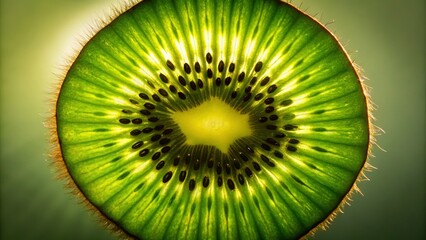 Juicy Kiwi Slice Silhouette Backlit Close-up Green Fruit Stock Photo