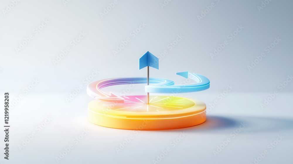 Aufkleber vibrant 3d diagram illustrating segmentation, targeting, and positioning with colorful arrows and ce