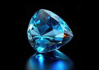 Looping 4K Animation: Blue Topaz Falling on Black Background - Minimalist Gemstone Video