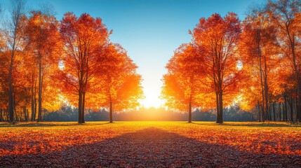 Fototapeta premium Vibrant autumn landscape with colorful trees.