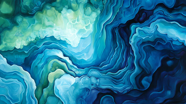 Exploring the captivating blue and green mineralized cavern depths. Dream Cavern. Illustration