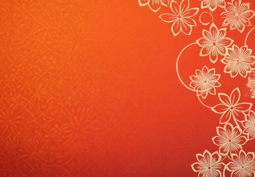 Warm Orange Floral Background: Elegant Cream Flowers on Gradient
